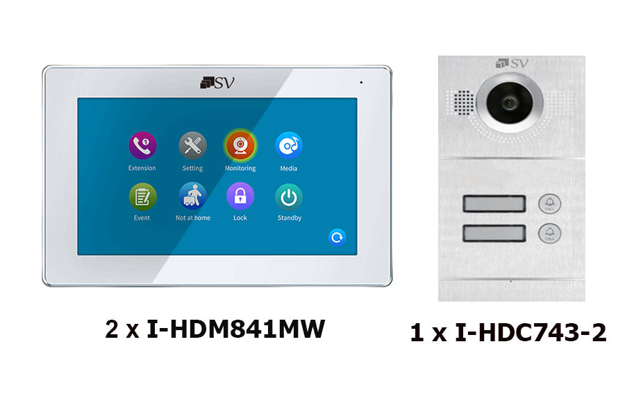 2 x I-HDM841MW + 1 x I-HDC743-2 Kit  HD 2 Units  Flush mount door station