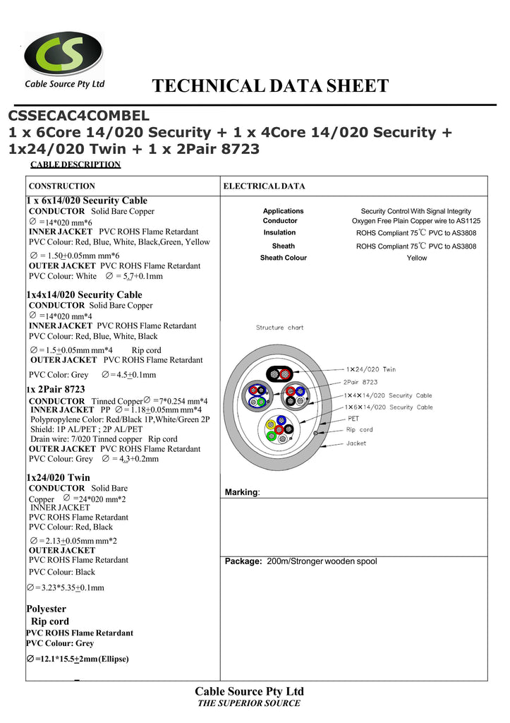 CSSECAC4COMBEL  1 x 6Core 14/020 Security + 1 x 4Core 14/020 Security +  1x24/020 Twin + 1 x 2Pair 8723