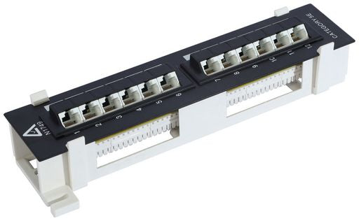 CAT6 WALL MOUNT PATCH PANEL 45° - 12x UTP PORTS